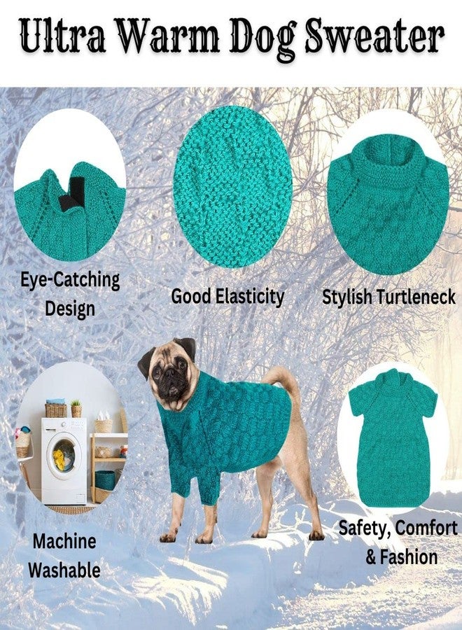 WiggleBoo Limited Edition for Pug Dog || Classic Hand Knitted Winter Sweater/Jacket || Specially Designed || Ultra Warm || Stylish Design || Soft Fabric & Comfortable (Green) - Image 4